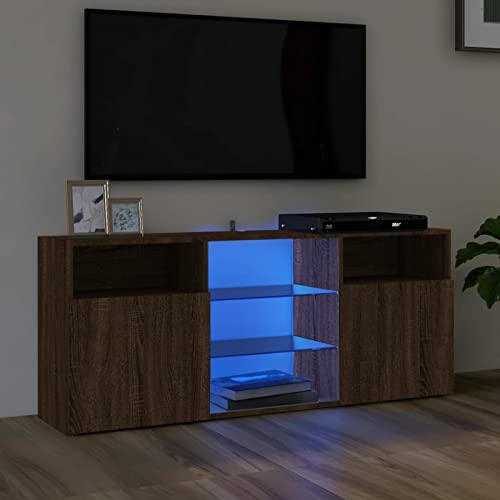 SECOLI TV Schrank led 120cm TV Lowboard mit LED TV Board LED Lowboard TV Schrank Fernsehschrank fernsehtisch tv Cabinet tv Bank TV möbel-Braune Eiche-120x30x50 cm von SECOLI