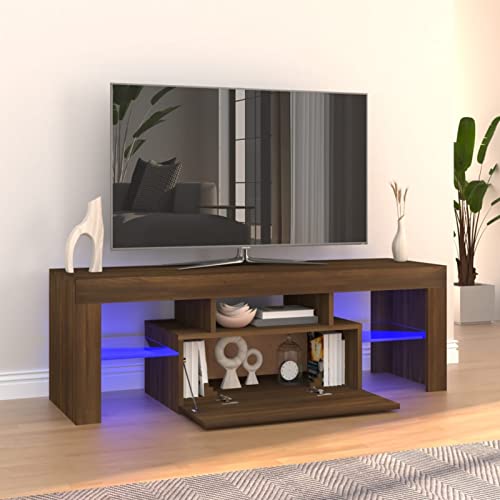 SECOLI TV Schrank led 120cm TV Lowboard mit LED TV Board LED Lowboard TV Schrank Fernsehschrank fernsehtisch tv Cabinet tv Bank TV möbel-Braune Eiche-120x35x40 cm von SECOLI