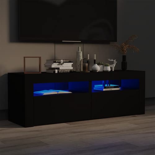 SECOLI TV Schrank led 120cm TV Lowboard mit LED TV Board LED Lowboard TV Schrank Fernsehschrank fernsehtisch tv Cabinet tv Bank TV möbel-Schwarz-120x35x40 cm von SECOLI