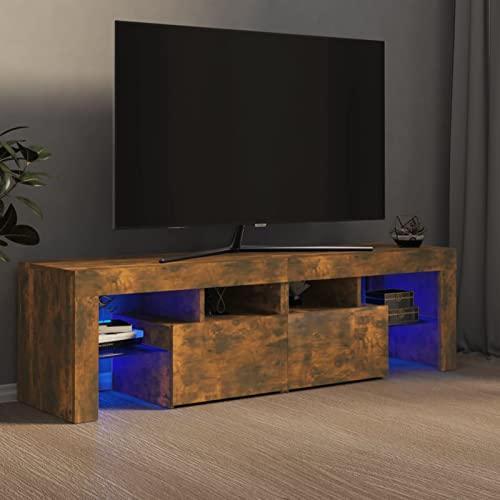 SECOLI TV Schrank led 140cm TV Lowboard mit LED TV Board LED Lowboard TV Schrank Fernsehschrank fernsehtisch tv Cabinet tv Bank TV möbel-Räuchereiche-140x36,5x40 cm von SECOLI