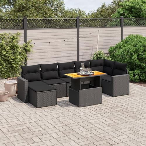 SECOLI XXL Polyrattan Lounge Garten Loungemöbel Set Terrassenmöbel Gartenlounge Ecksofa Garten Gartenmöbel-Set Sitzgruppe PolyRattan Ecklounge Gartenmöbel Lounge Set Schwarz 8-tlg-Type-387 von SECOLI