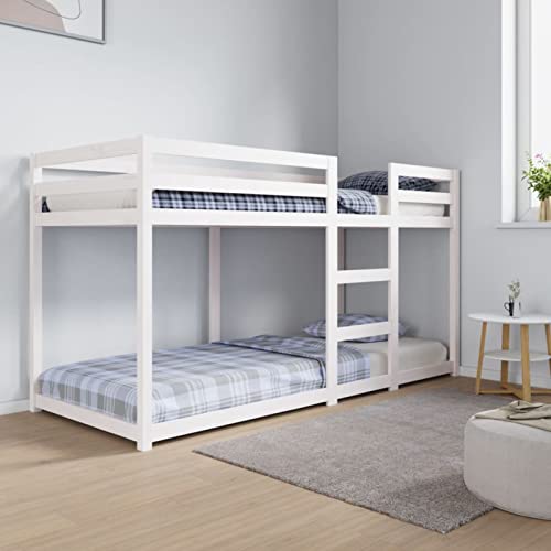 SECOLI etagenbett 80x200 Etagenbett Erwachsene Etagenbett 2 Kinder hochbett stockbett doppelbett Massivholz Kiefer-Weiß-80 x 200 cm von SECOLI