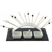 Secret De Gourmet - Aperitif-Set, 5-teilig, 1 Tablett, 3 Schälchen und 1 Bogen mit 14 Holzspießen von SECRET DE GOURMET