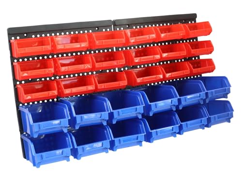 SECURA Wandregal mit 30 Boxen Aufbewahrung Sichtboxen Kleinteile Werkzeug Organizer von SECURA