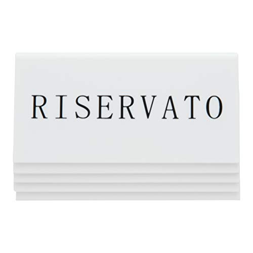 SECURIT Reserviert Tischaufsteller, Italien (5.er Set) Weißes Acryl mit schwarzer Schrift, Textil, 5 x 16 x 12,5 cm von SECURIT