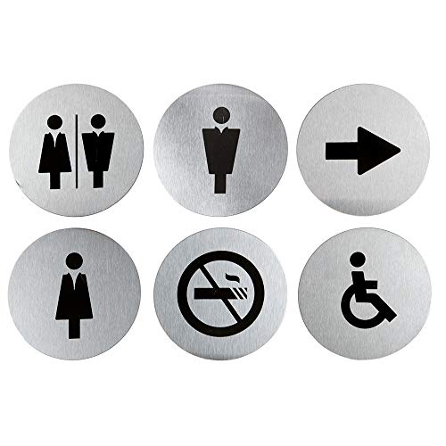 Securit SI-SS-SET Pictrogramme "DOOR SIGNS" im 6er Set, Edelstahl von SECURIT