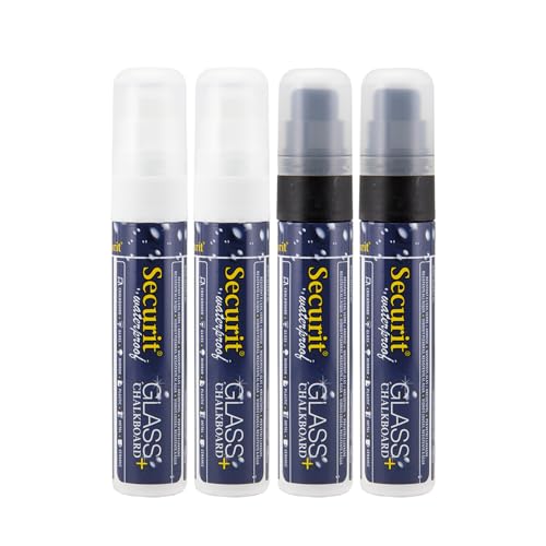 Securit SMA820-V4-BW Kreidemarker Waterproof Large, Schwarz/Weiß, 1 stück (4er Pack) von SECURIT