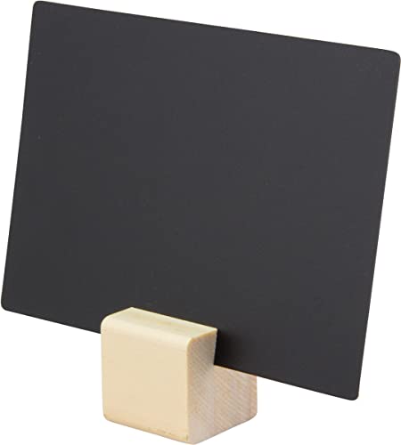SECURIT - Set mit 6 schwarzen DIN A7-Tafeln + Tafelhalter aus Holz + Flüssigkreidemarker - Würfelförmige Ständer - Für Cafés, Bars, Restaurants, Geschäfte von SECURIT