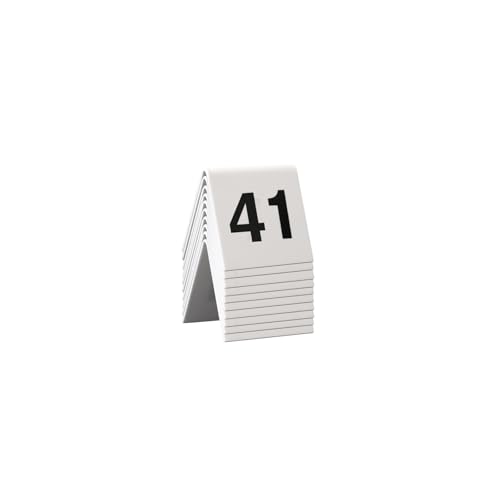Securit Tischnummernset 41-50. Weißes Acryl mit schwarzer Schrift (10er Set),4 x 4 x 5cm von SECURIT