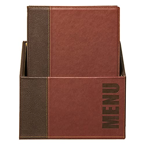 SECURIT - 20 Speisekarten Trendy Line + Sammelbox - 1 fester, doppelseitiger Einleger = 4 DIN A4-Seiten - Möglichkeit zum Hinzufügen Einleger - Für Bars, Restaurants - PU-Kunstleder - Bordeauxrot von SECURIT