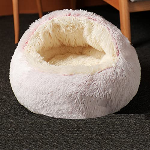 SEDOXX Plüsch-Kätzchenbett, Katzenbett, Anti-Angst, flauschig, beruhigend, Bett für mittelgroße und kleine Hunde, Schlafsack, weiches Donut-Kuschelnest für Haustiere, Katzen, Plüsch, 35 cm, Rosa von SEDOXX