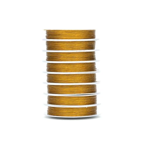 0,3–1 mm Edelstahldraht, Perlenseil, Angelschnur, Schnur für DIY-Halsketten, Armbänder, Schmuckherstellung, Gold, 0,5 mm, 17 Meter von SEDRGH