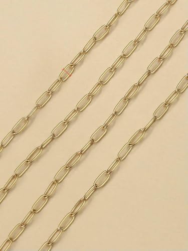 1 Meter 2 Meter Edelstahl-Flachketten zur Schmuckherstellung, DIY-Komponenten, Zubehörmaterial, 2,5 mm, Goldfarbe, 2 m von SEDRGH