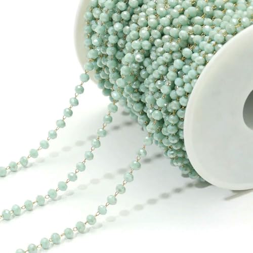 1 Meter 3,0 mm Perlenketten Bunte Glaskristallperlenketten Edelstahlhalsketten DIY Schmuckherstellung Handarbeitszubehör-CO05 von SEDRGH