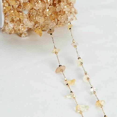 1 Meter Kristallsteinkette, natürliche Kiesperlenkette zur Herstellung von DIY-Schmuck, Farbe: Gelb von SEDRGH