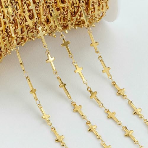 1 Meter lange Perlengliederketten aus Edelstahl zur Schmuckherstellung zum Selbermachen, goldfarben, 1 Meter 1 Meter lange Perlengliederketten aus Edelstahl zur Schmuckherstellung zum Selbermachen, goldfarben, 1 Meter von SEDRGH