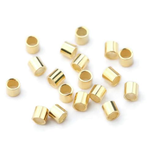 10 Stück Crimp- und Endperlen aus 925er Sterlingsilber, 1,5 mm, 2 mm, 2,5 mm, Crimp-Endperlen zur Schmuckherstellung, Schmuckzubehör, Gold, 1,5 x 1,5 mm, 10 Stück von SEDRGH