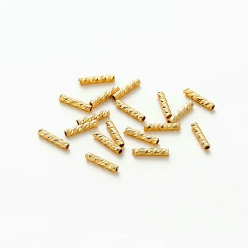100 Stück 7 x 10 mm 18 Karat vergoldete gerade Messingperlen mit Schnittmuster, lose Abstandsperlen für DIY-Schmuckherstellung, Zubehör – 18 Karat Gold – 1,5 x 10 mm von SEDRGH