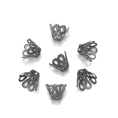 100 Stück Blumen-Endperlenkappen, Metall-Abstandshalter, Perlenbasis für Schmuckherstellung, DIY-Charms, Armbandzubehör, Gun Black, 8 x 11 mm 100 Stück Blumen-Endperlenkappen, Metall-Abstandshalter, Perlenbasis für Schmuckherstellung, DIY-Charms, Armbandzubehör, Gun Black, 8 x 11 mm von SEDRGH