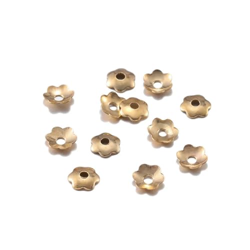 1000 Stück Silbergold Mini Blumen Filigrane Blütenblatt Perlenkappen End Spacer Charms Bulk Perlenkappe für Schmuckherstellung Zubehör-KC Gold von SEDRGH