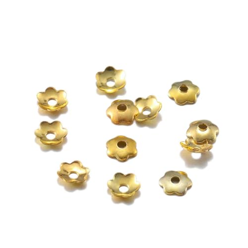 1000 Stück silbergoldene Mini-Blumen, filigrane Blütenblatt-Perlenkappen, End-Spacer-Charms, Bulk-Perlenkappe für Schmuckherstellung, Zubehör, Gold von SEDRGH