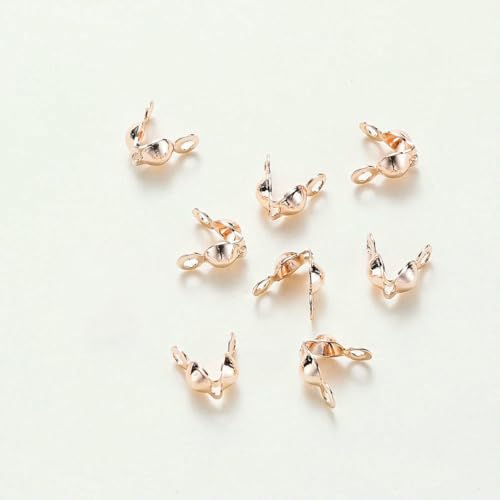 14K 18K Echtgold plattiert Doppelloch-Endverschlussperlen Offene Abdeckung Crimp-Verbindungsperlen für DIY-Schmuckherstellung Halskettenkomponente-Roségold-4,0 mm x 10 von SEDRGH