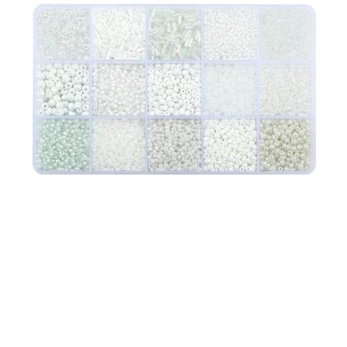15-Raster-Glasreis- und Röhrenperlen-Set – 12-farbige lose Perlen für selbstgemachte Halsketten, Armbänder und Bastelanhänger (150 g/Box)-08 von SEDRGH