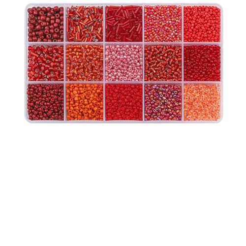 15-Raster-Glasreis- und Röhrenperlen-Set – 12-farbige lose Perlen für selbstgemachte Halsketten, Armbänder und Bastelanhänger (150 g/Box)-11 von SEDRGH