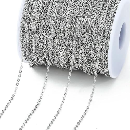 2 Meter Edelstahlketten, goldfarbene Lippenperlen, Perlenkette zur Schmuckherstellung, DIY-Halsketten, Armbandzubehör, S3-Stahl, 1,6 mm, 2 Meter von SEDRGH