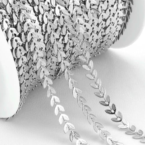 2 Meter goldfarbene Edelstahl-Lederketten mit Liebesherzen zur Schmuckherstellung, DIY-O-Steel, 6 mm von SEDRGH