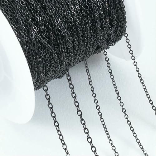 2 Meter schwarze Edelstahlkette, flache O-förmige Schmuckketten für die Herstellung von DIY-Schmuck, Halsketten, Armbänder, Basiszubehör, Schwarz, ca. 1,5 x 2 mm 2 Meter schwarze Edelstahlkette, flache O-förmige Schmuckketten für die Herstellung von DIY-Schmuck, Halsketten, Armbänder, Basiszubehör, Schwarz, ca. 1,5 x 2 mm von SEDRGH