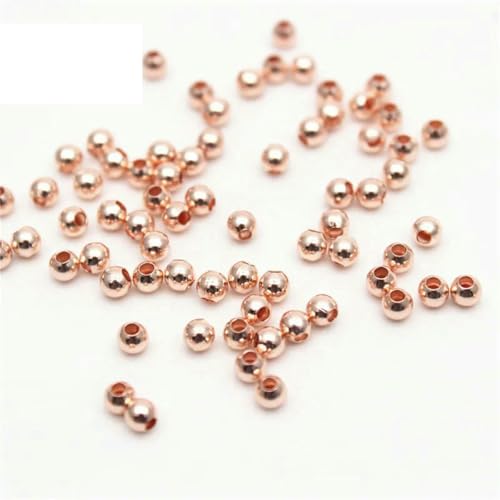 2 mm 3,0 mm Abstandsperlen aus versilbertem, vergoldetem Messing, glatt, winzige runde Metallperlen, 2 mm 3,0 mm zur Schmuckherstellung, 200 Stück – Abstandsperlen Roségold – 3 x 1,2 mm, 20 von SEDRGH