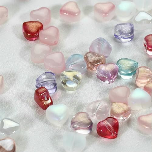 20 Stück AB-farbige Herzperlen, 6 mm, rot, tschechisches Glas, lose Abstandsperlen für DIY-Ohrringe, Halsketten, Schmuckherstellung, Haarnadel-Zubehör von SEDRGH