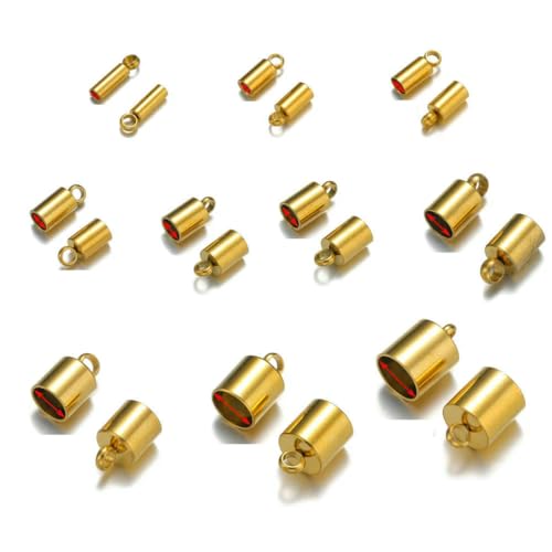 20 Stück Edelstahl-Crimp-Endkappen, Lederkordeln, Endkappen, Perlenkappen, PVD-plattierte Goldverschlüsse, DIY-Schmuckherstellung, Zubehör, Gold, Loch 1,5 mm 20 Stück Edelstahl-Crimp-Endkappen, Lederkordeln, Endkappen, Perlenkappen, PVD-plattierte Goldverschlüsse, DIY-Schmuckherstellung, Zubehör, Gold, Loch 1,5 mm von SEDRGH