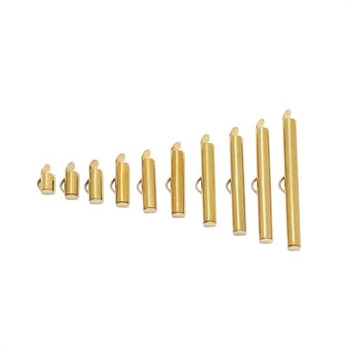 20 Stück Edelstahl-Crimp-Endkappen, Schiebeverschluss, Schnallen, Rohrverbinder, Beschläge für DIY-Armbänder, Schmuckherstellung, Zubehör, Gold, 16 mm 20 Stück Edelstahl-Crimp-Endkappen, Schiebeverschluss, Schnallen, Rohrverbinder, Beschläge für DIY-Armbänder, Schmuckherstellung, Zubehör, Gold, 16 mm von SEDRGH