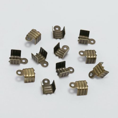 200 Stück Gold/Silber, kleine Kordel-Endspitze, umklappbar, Dreidraht-Verschluss, Quetschperlen-Schnur-Schnallen-Anschluss für Schmuckherstellung, Zubehör, DIY, Antik- 200 Stück Gold/Silber, kleine Kordel-Endspitze, umklappbar, Dreidraht-Verschluss, Quetschperlen-Schnur-Schnallen-Anschluss für Schmuckherstellung, Zubehör, DIY, Antik- von SEDRGH