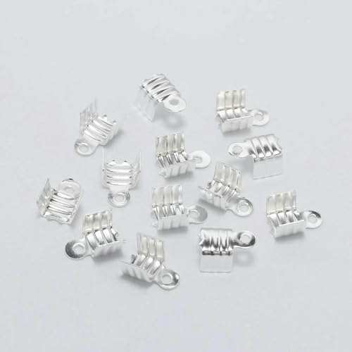 200 Stück Gold/Silber, kleine Kordel-Endspitze, umklappbar, Dreidraht-Verschluss, Quetschperlen-Schnur-Schnallen-Anschluss für Schmuckherstellung, Zubehör, DIY, Silber 200 Stück Gold/Silber, kleine Kordel-Endspitze, umklappbar, Dreidraht-Verschluss, Quetschperlen-Schnur-Schnallen-Anschluss für Schmuckherstellung, Zubehör, DIY, Silber von SEDRGH