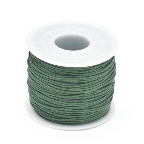 24–70 m 1 mm gewachste Baumwollschnur zum Perlenbasteln, Basteln, für Armbänder, Halsketten, geflochtene Schnur, Schmuckherstellung, HK042-Dunkelgrün-1 MM x 70 m (Länge) von SEDRGH
