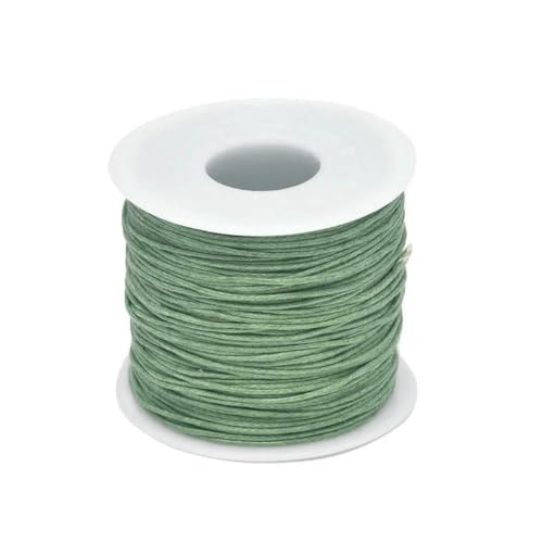 24–70 m 1 mm gewachste Baumwollschnur zum Perlenbasteln, Basteln, für Armbänder, Halsketten, geflochtene Schnur, Schmuckherstellung, HK042-Grasgrün-1 MM x 70 m (Länge) von SEDRGH