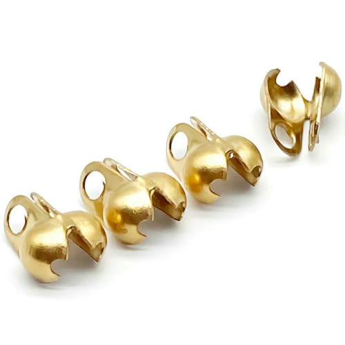 30/50 Stück 1,5–5 mm Crimpperlen-Spitzenknotenabdeckung, goldfarbener Edelstahl für Schmuckverbinder, Clipverschluss, Beschläge, Komponenten – Gold x 30 Stück – 2,4,0 mm von SEDRGH