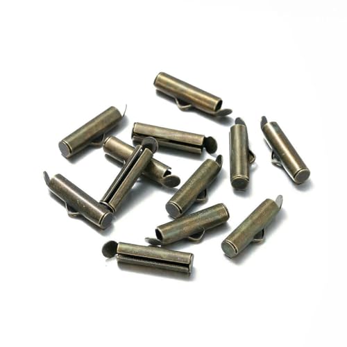 30–50 Stück Crimp-Endperlen, Perlen, Schiebe-Endverschluss, Schnallen, Rohre, Schieber-Endkappen für DIY-Schmuckverbinder, Zubehörherstellung – Antike Bronze – 10 mm x 50 Stück von SEDRGH