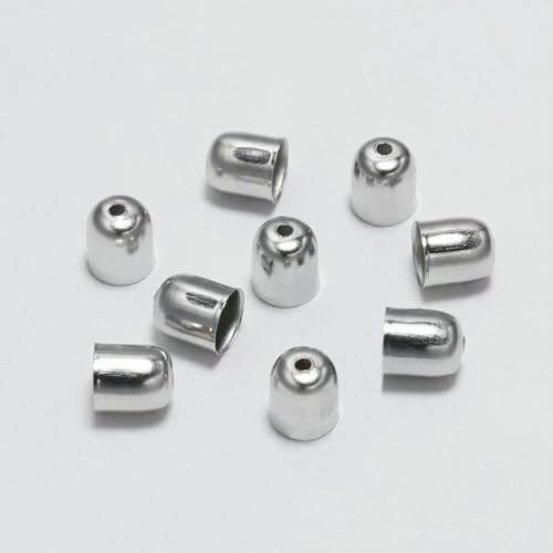 50–100 Stück Lederschnüre, Armbänder, Schnallen, Endkappen, Quastenkappen, 3, 4, 5, 7, 8, 10 mm, Crimp-Endperlenkappen für DIY-Schmuckherstellung, Rhodium, 4 x 5 mm, 100 Stück von SEDRGH