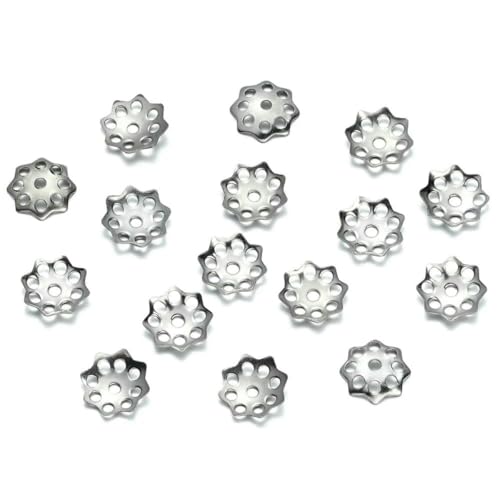 50 Stück/Lot 15 Stil Edelstahl Blatt Blumen Perlen Endkappen für Schmuckherstellung Handarbeiten Spacer Perlenkappen DIY Zubehör-02 Stil von SEDRGH
