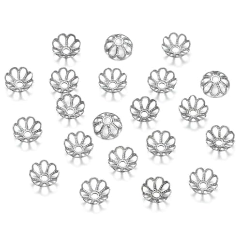 50 Stück/Lot 15 Stil Edelstahl Blatt Blumen Perlen Endkappen für Schmuckherstellung Handarbeiten Spacer Perlenkappen DIY Zubehör-04 Stil von SEDRGH