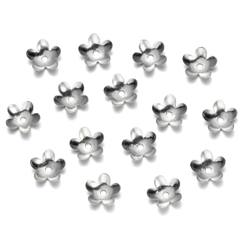 50 Stück/Lot 15 Stil Edelstahl Blatt Blumen Perlen Endkappen für Schmuckherstellung Handarbeiten Spacer Perlenkappen DIY Zubehör-05 Stil von SEDRGH