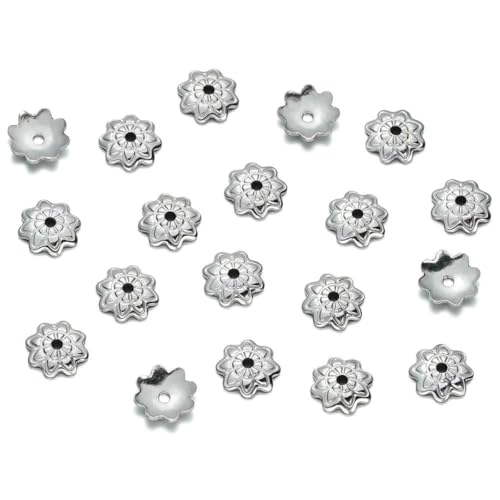 50 Stück/Lot 15 Stil Edelstahl Blatt Blumen Perlen Endkappen für Schmuckherstellung Handarbeiten Spacer Perlenkappen DIY Zubehör-08 Stil von SEDRGH