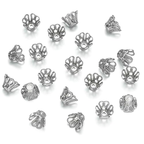 50 Stück/Lot 15 Stil Edelstahl Blatt Blumen Perlen Endkappen für Schmuckherstellung Handarbeiten Spacer Perlenkappen DIY Zubehör-12 Stil von SEDRGH