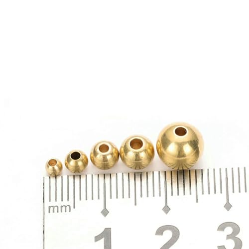 50 Stück 3/4/5/6/8 mm Original Messingperlen, runde Kugel-Abstandshalter, lose Perlen zur Schmuckherstellung, DIY-Zubehör, Messingfarbe, Durchmesser 6 mm von SEDRGH