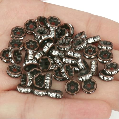 50 Stück Strass-Abstandshalterperlen, mehrfarbige Kristall-Metall-Abstandshalter, Rondelle-Perlen zur Schmuckherstellung, DIY-Armbänder, Zubehör – Rotkupfer – 6 mm, 50 Stück 50 Stück Strass-Abstandshalterperlen, mehrfarbige Kristall-Metall-Abstandshalter, Rondelle-Perlen zur Schmuckherstellung, DIY-Armbänder, Zubehör – Rotkupfer – 6 mm, 50 Stück von SEDRGH