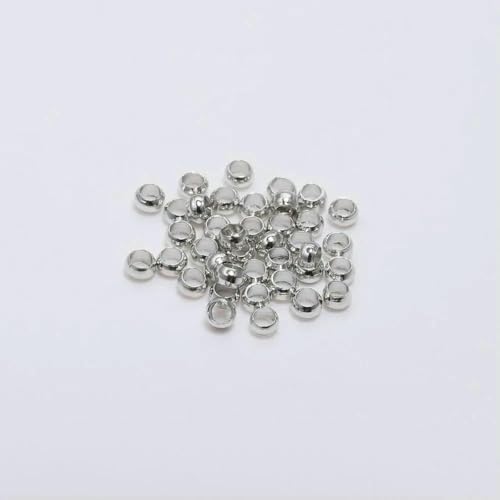 500 Stück/Los Goldkupfer-Kugel-Crimp-Endperlen Durchmesser 2 2,5 3 mm Stopper-Abstandshalterperlen für DIY-Schmuckherstellung Zubehör-Rhodium-3,5 mm von SEDRGH
